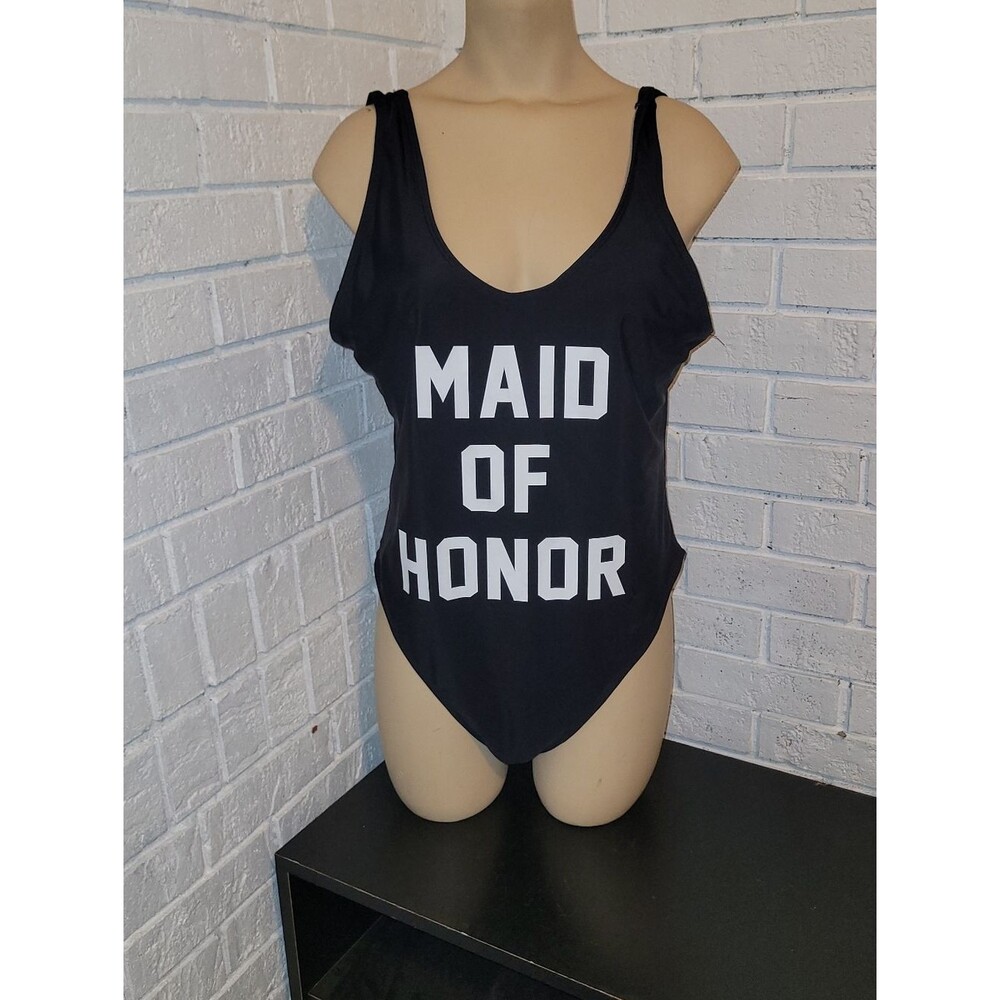 NWOT Maid of Honor One Piece Swimsuit Black Bachelorette XXL